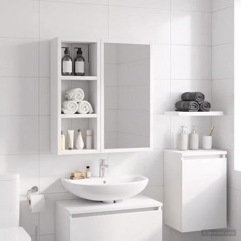 Armadio da bagno a muro vidaXL Bianco con ripiani interni e ante a battente L/P/H: 20 x 10 x 50 cm