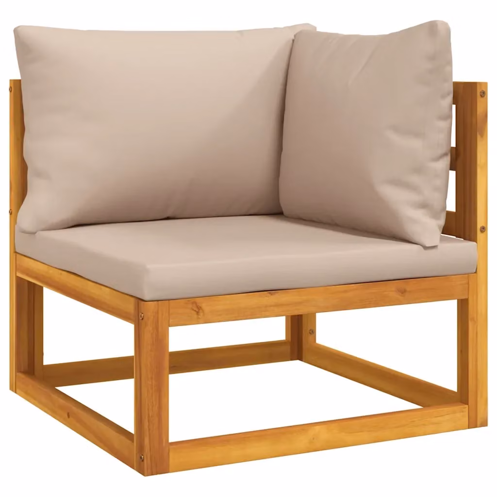 Divano Angolare Modulare vidaXL in Legno di Acacia con Cuscini Beige per Giardino e Soggiorno – 2