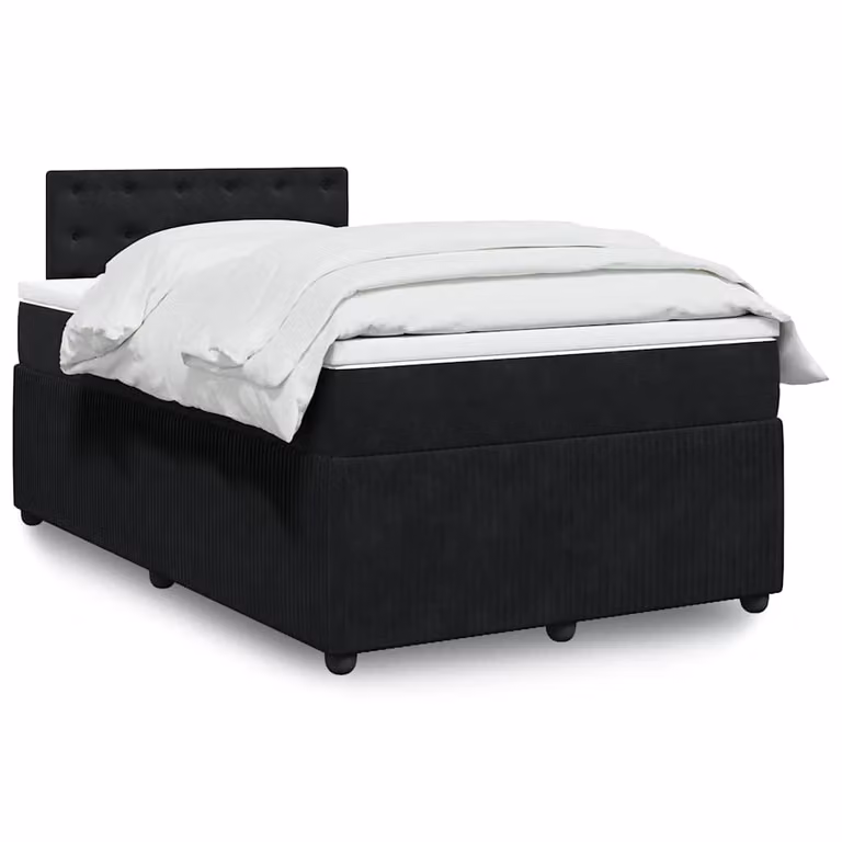 vidaXL Letto Ibrido con Materasso in Velluto Nero L/P/H: 120 x 200 x 100,5 cm