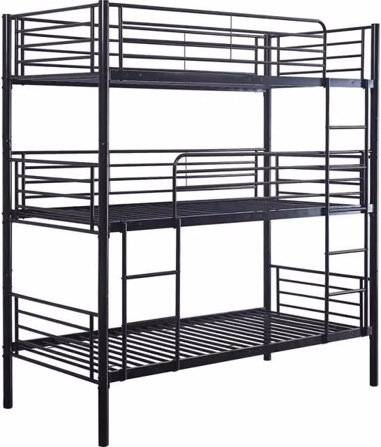Letto a castello per bambini HAVIN in metallo nero con struttura a casetta L/P/H: 190 x 90 x 200 cm – 1