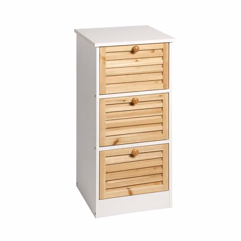 Vestiamo Casa Cassettiera Multiuso 3 Cassetti in Legno di Abete Linea Woodhandy H 63,5 x L 31,5 x P 30 cm