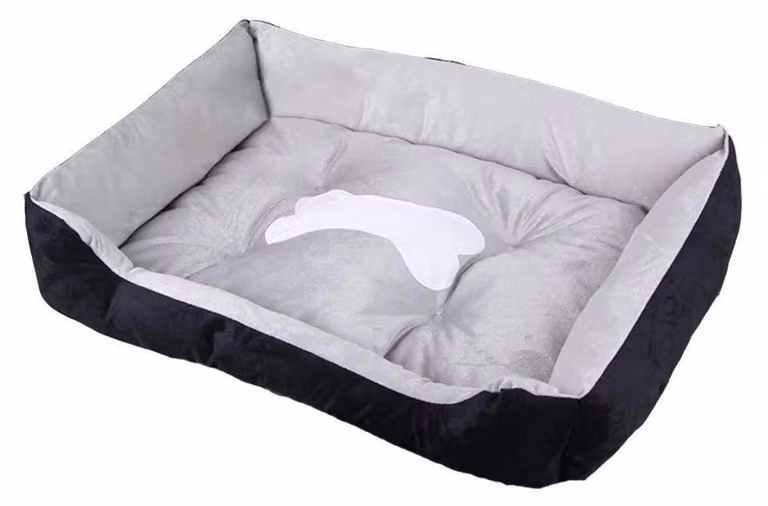 Cuccia per cani con bordo, lavabile, robusta, confortevole, nera e grigia, taglia XXS