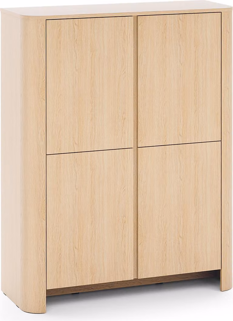 Armadio, impiallacciato in legno di noce, color beige, dimensioni 103 x 132 x 39 cm