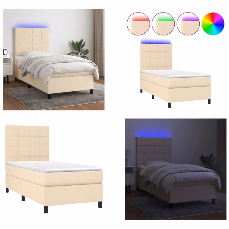 vidaXL Letto a molle con materasso e LED in tessuto 80x200 cm - Letto a molle - Boxspringbetten - Bett - Schlafzimmermöbel