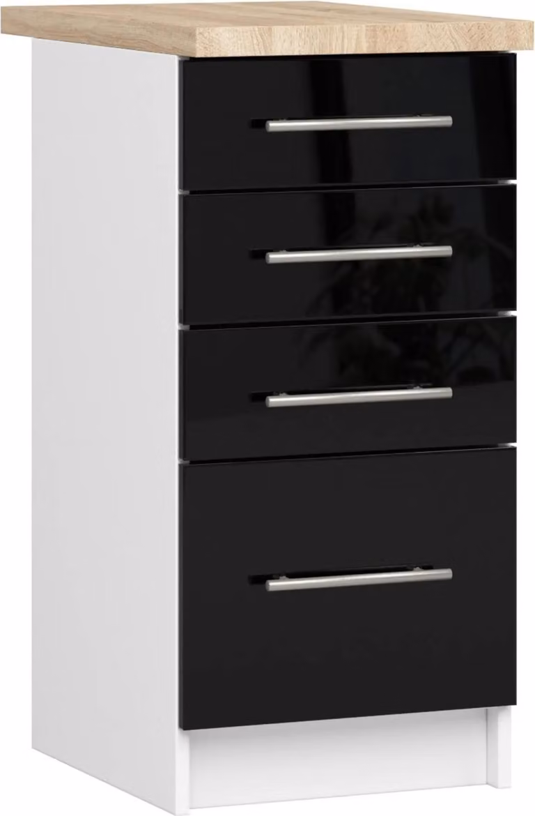 Akord Mobile Cucina Oliwia Bianco/Nero Lucido 40X46X85 Cm