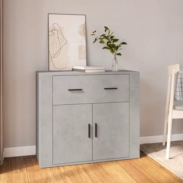 Credenza moderna vidaXL in legno e MDF grigio opaco L: 80 cm, P: 33 cm, H: 70 cm