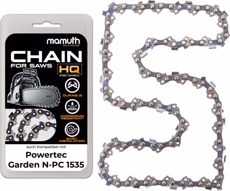 Catena da taglio 35 cm 1,3 mm 3/8" 52 TG per Powertec Garden N-PC 1535