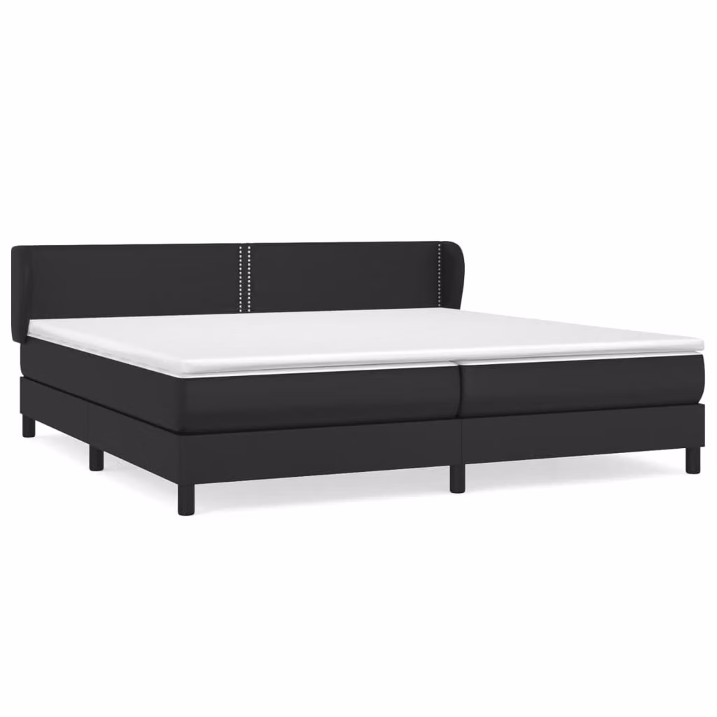 Giroletto a Molle con Materasso Nero 200x200 cm in Pelle finta