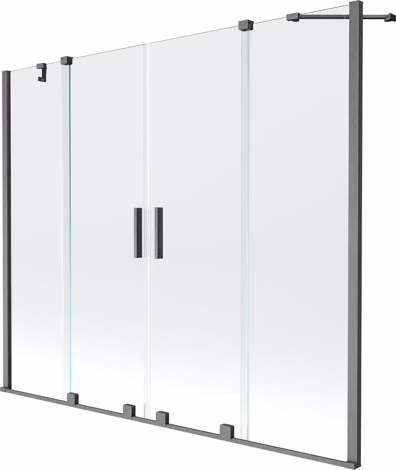 Mexen Velar Duo paratia da vasca da bagno 2-ante scorrevoli 200 x 150 cm, trasparente, grigio canna di fucile spazzolato