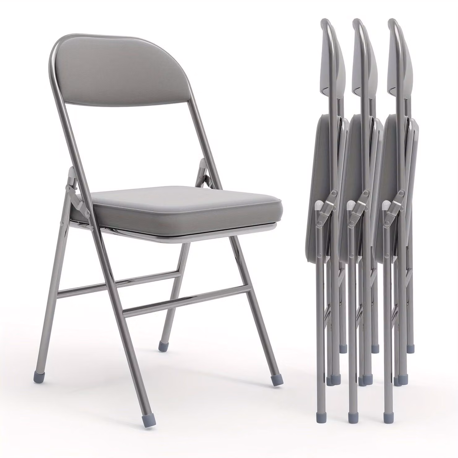 Set di 4 sedie da pranzo in ecopelle, con gambe cromate, impilabili, adatte per l'ufficio e per eventi