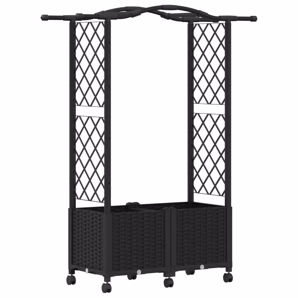 Letto rialzato con griglia e tetto vidaXL nero L 125 cm x P 40 cm x H 144 cm – 2