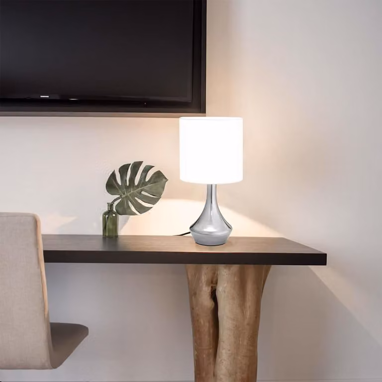 Set di 2 lampade da tavolo vidaXL moderne in metallo e tessuto, colore bianco e argento, con tecnologia touch e attacco E14