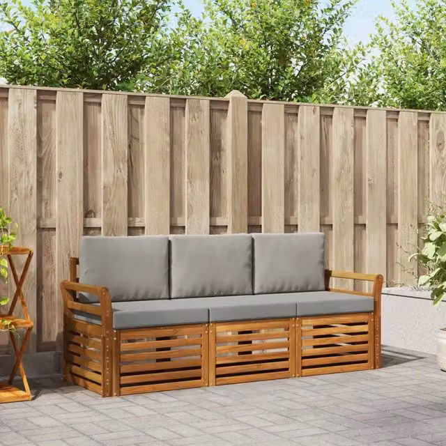 Set divani 3 pz Grigio Naturale e Chiaro 3374291