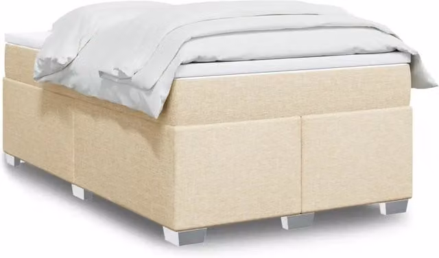 Letto Ibrido con Giroletto a Molle e Materasso vidaXL in Tessuto Beige e Bianco L/P: 120 x 200 cm