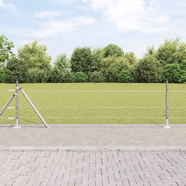 Recinzione esagonale Videx in acciaio zincato con base in cemento, Argento, L: 50 m, H: 0,4 m