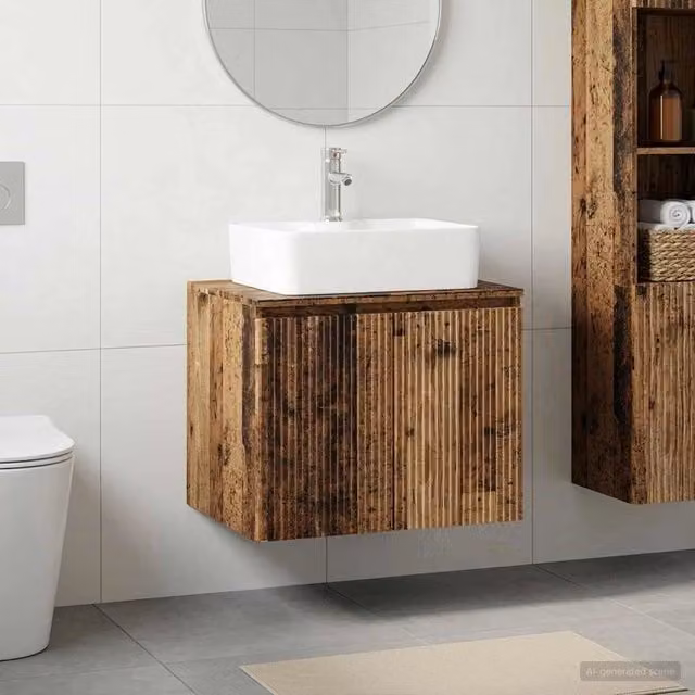 Mobile lavabo sospeso vidaXL in legno marrone con design minimalista – 1
