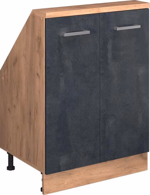 Mobile cucina sottotetto Vicco R-Line Calce nera 60 cm con 2 porte, Model 58268