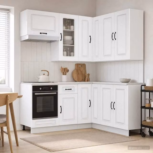 Unità cucina moderna vidaXL KALMAR in 8 pezzi bianco con ante in vetro e struttura in MDF L/P/H: 155 x 80 x 80 cm – 1