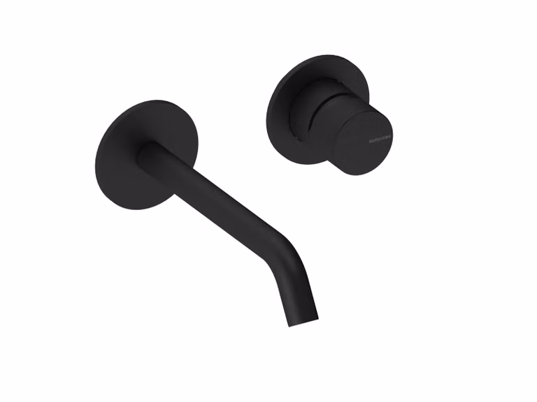 SANYCCES LOOP K ColdOpen Rubinetto lavabo da parete incasso con sporgenza di 18 cm, corpo incasso incluso, nero opaco