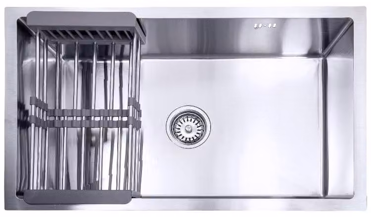 Lavandino online Lendo 74×44 cm in acciaio inox argento – con portaasciugatori