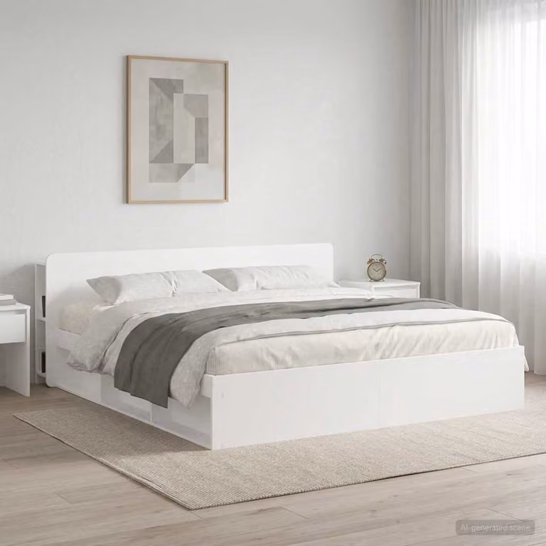 Testata del letto con scaffale integrato vidaXL in legno ingegnerizzato Bianco