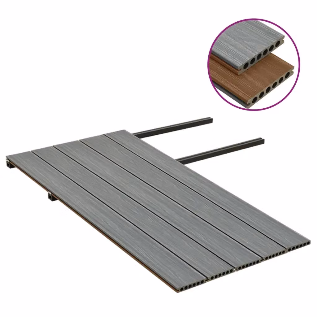 Set di listoni per decking in WPC vidaXL con accessori, marrone e grigio, 10 m² – 2