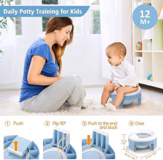 Sedile WC per bambini 3 in 1, pieghevole, da viaggio, per maschietti e femminucce