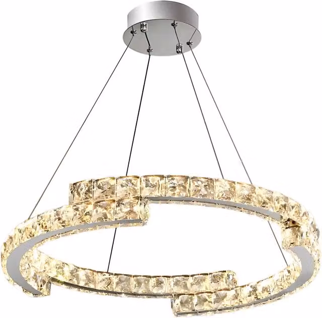 Lampada LED sospesa Toolight App1770-cp in colore Chrome con dettagli in cristallo e alluminio, L: 60 cm