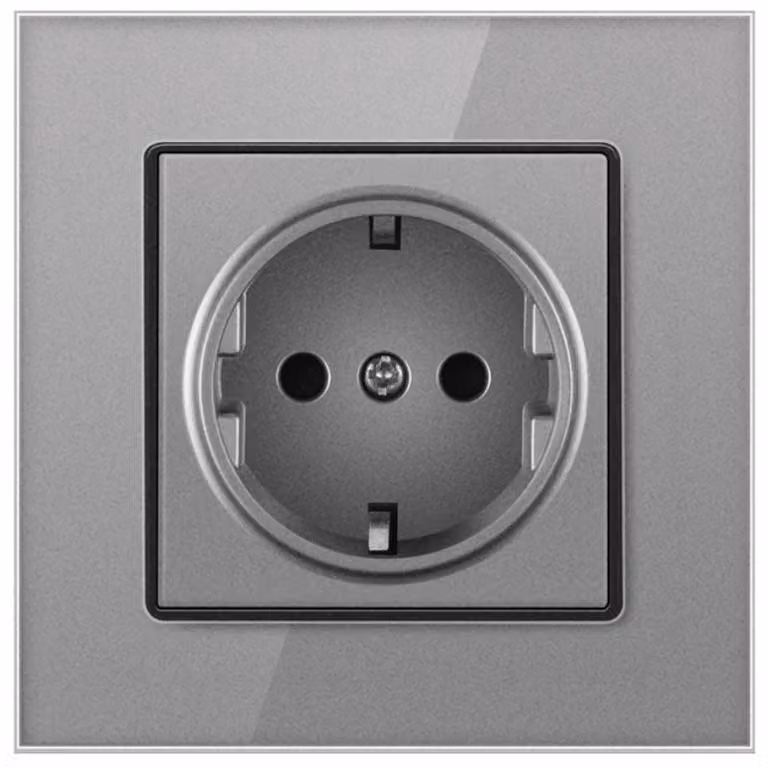 Presa con cornice in vetro temperato iUni WS1, 16A, Argento