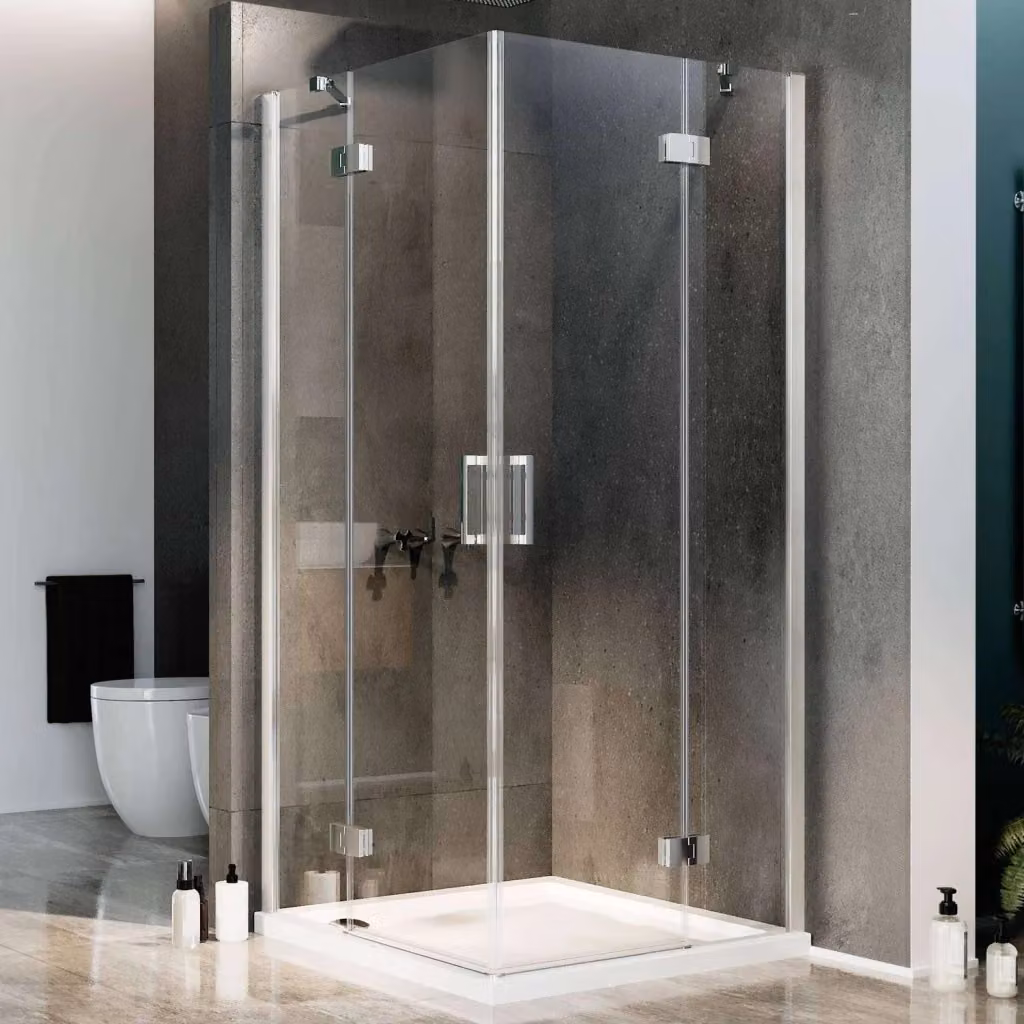 Box Doccia Angolare Idralite Trasparente con Modello Flip Anta e Anta Apribile a Battente, Trattamento Easyclean, L/P/H: 120 x 120 x 190 cm – 2