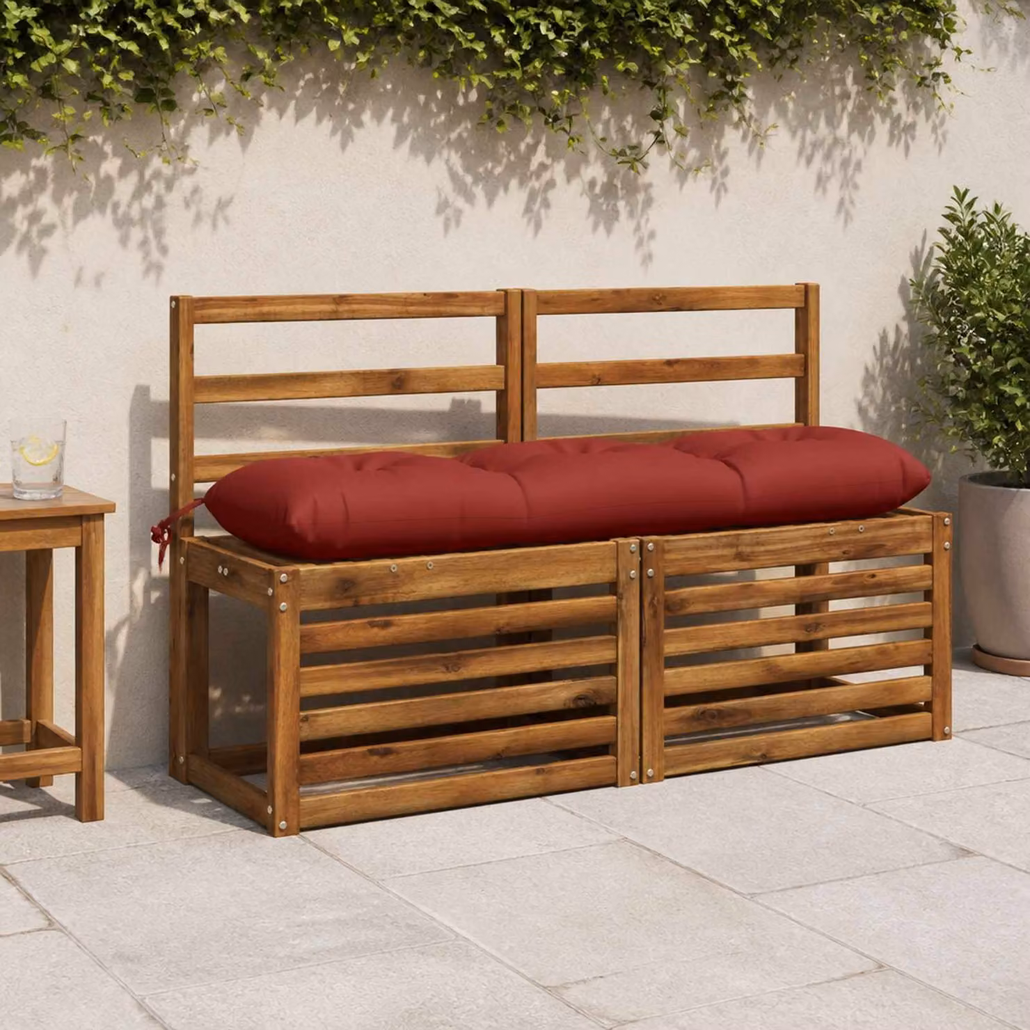 Set di 2 cuscini per panchina vidaXL VIANEN rossi in poliestere con imbottitura in schiuma e coperture lavabili