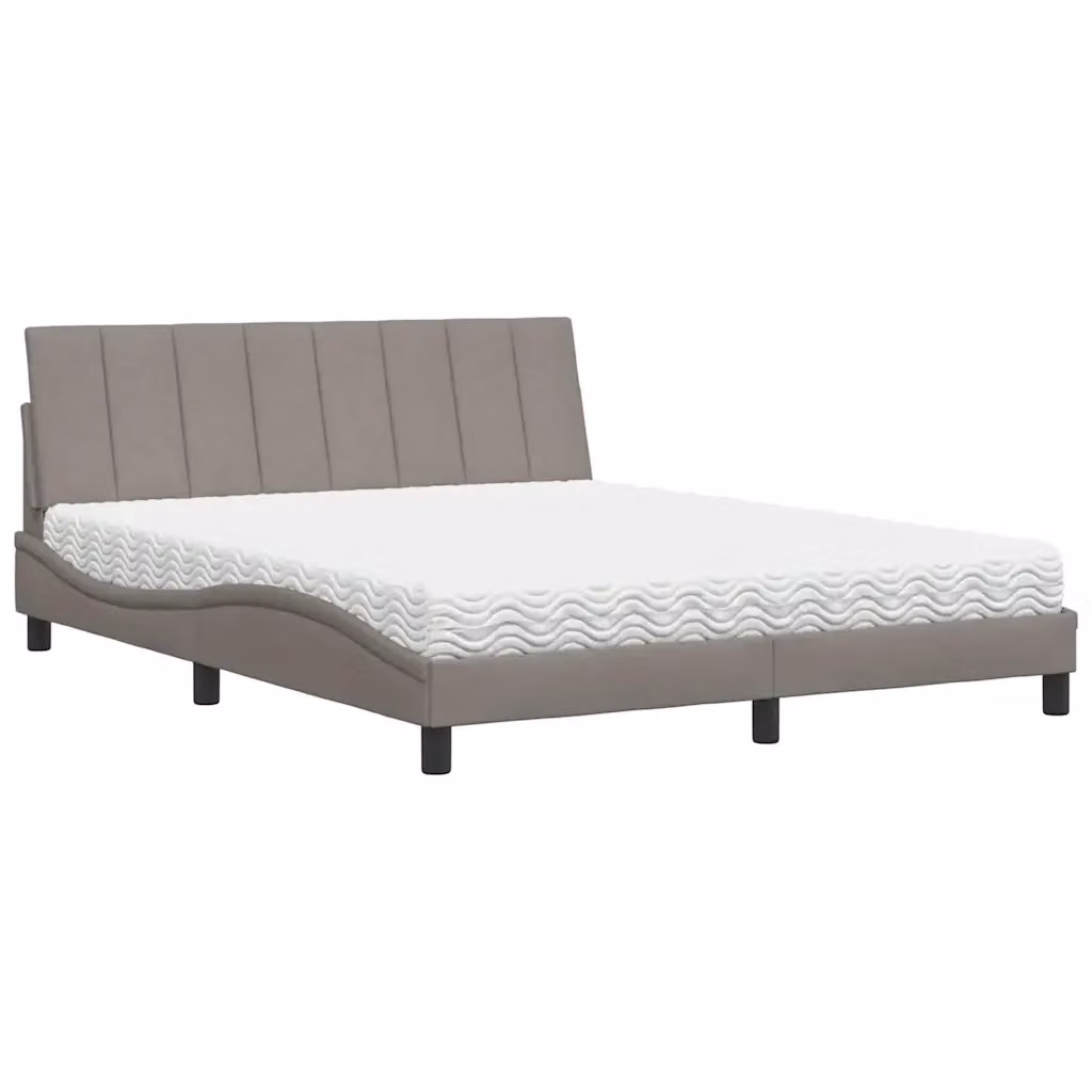 Letto con Materasso Hanko vidaXL in Tessuto Beige, L/P: 160 x 200 cm – 2