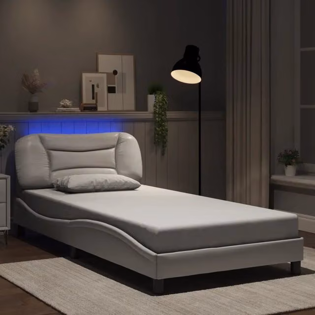 Giroletto con LED senza Materasso-Struttura Letto Hvar Bianco 100x200 cm