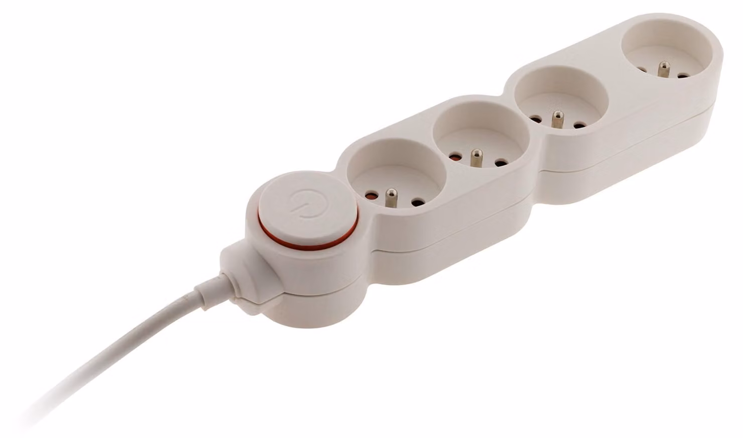 Blocco multipresa da parete con 4 prese da 16A + interruttore, colore bianco - cavo HO5VV-F 3G1, lunghezza 1,5 metri - dotato di fusibile