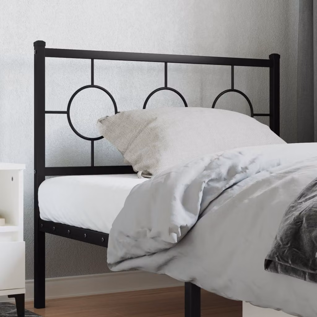 Testiera di ricambio vidaXL in metallo nero con design geometrico classico per letto 100x200 cm