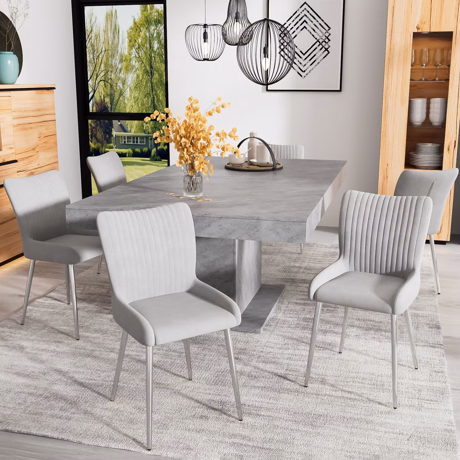 sedia da pranzo okwish, set di sedie imbottite 2 pezzi con gambe in metallo argentato, sedia da cucina con schienale, sedia per soggiorno e camera da letto, grigio velluto