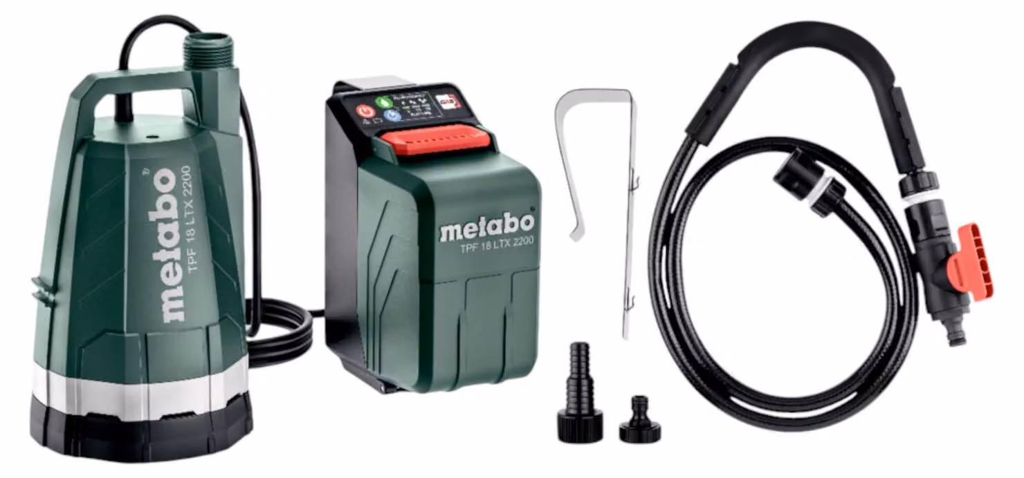 Metabo Akku-Tauch- und Regenfasspumpe TPF 18 LTX 2200 18 V, Max. Förderhöhe 22 m
