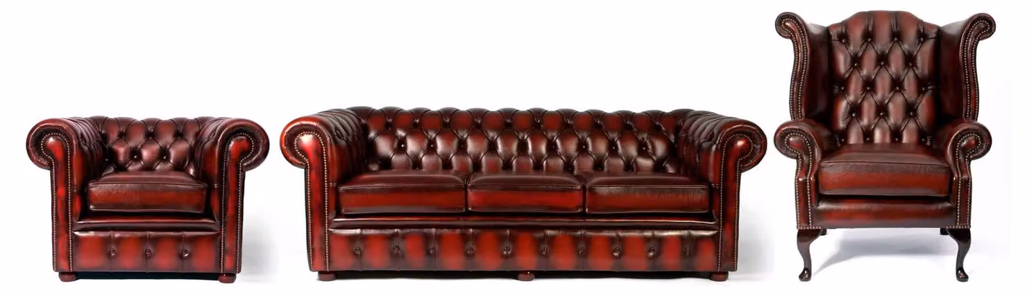 Sofagarnitur Chesterfield 3 Sitzer Couch Sofa Ohrensessel Sessel Leder Sofas