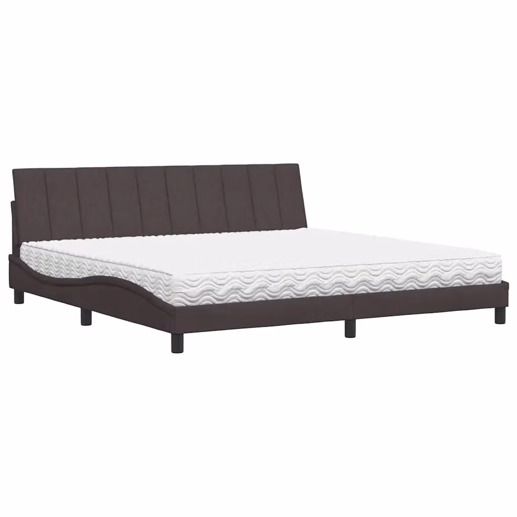 Letto con Materasso Hanko vidaXL in Tessuto Marrone e Bianco L/P/H: 200 x 200 x 218 cm – 2