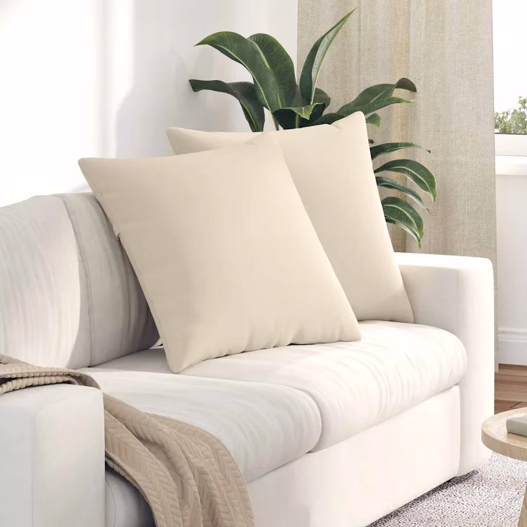 Set di 2 cuscini da divano quadrati vidaXL in tessuto beige con fodera rimovibile, L 80 x P 80 cm