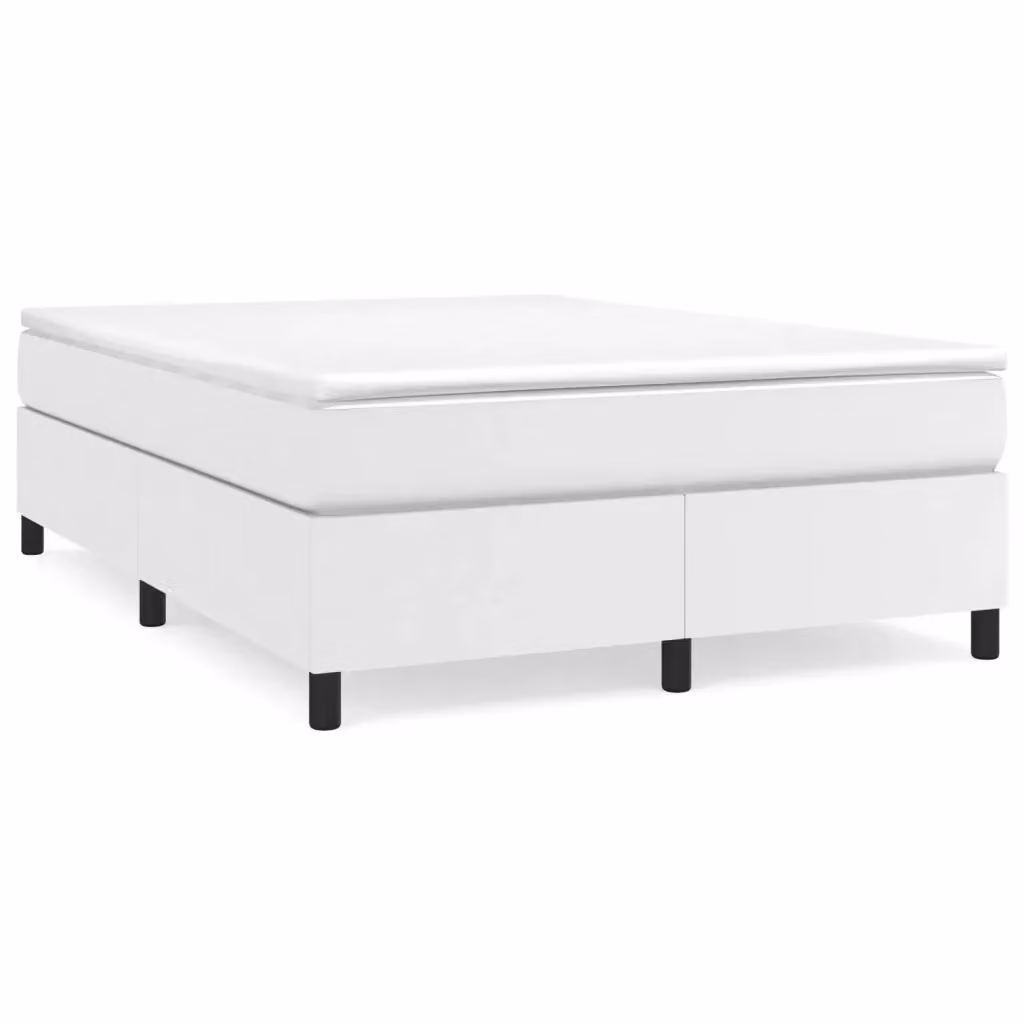 Struttura Letto a Rete a Molle Giroletto in Similpelle Bianco L: 140 cm, P: 190 cm – 2