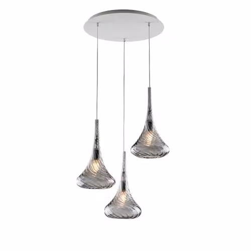 Lampadario Contemporaneo Nemesi Metallo Grigio Fumè 3 Luci E27