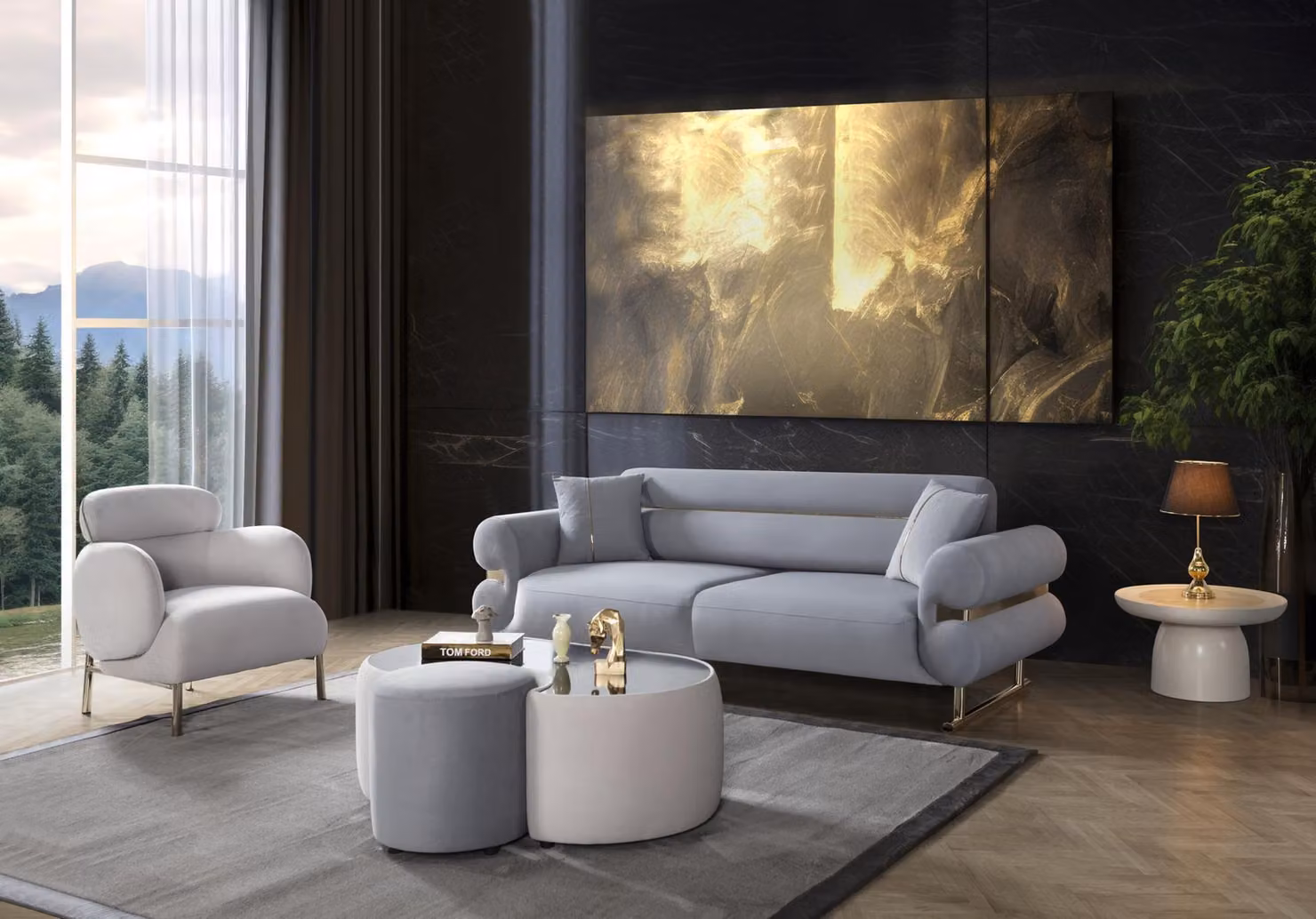 Luxus 2tlg Wohnzimmer Set Sofa 3-Sitzer Sessel -Qualität Modernes Design