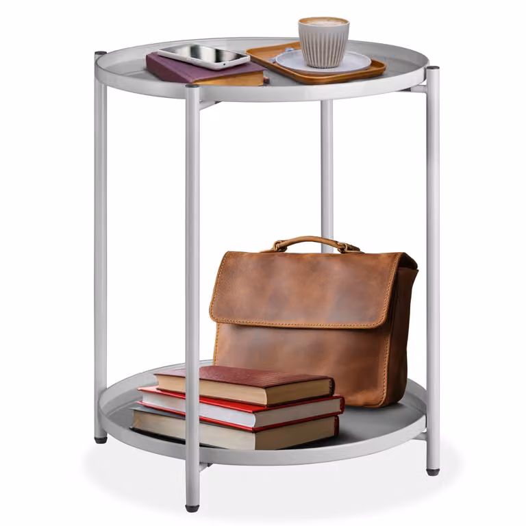 Tavolino rotondo Oxford Tectake grigio L: 45,5 cm, P: 45,5 cm, H: 53 cm