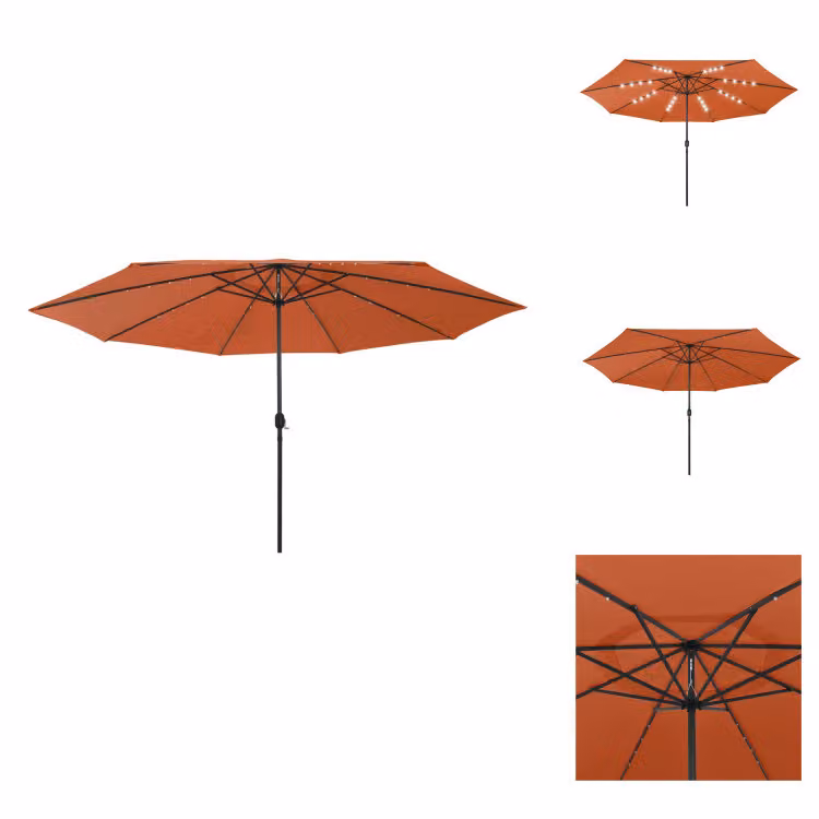 vidaXL Ombrellone con luci LED e asta in metallo 400 cm terracotta - Ombrelloni e tende da sole