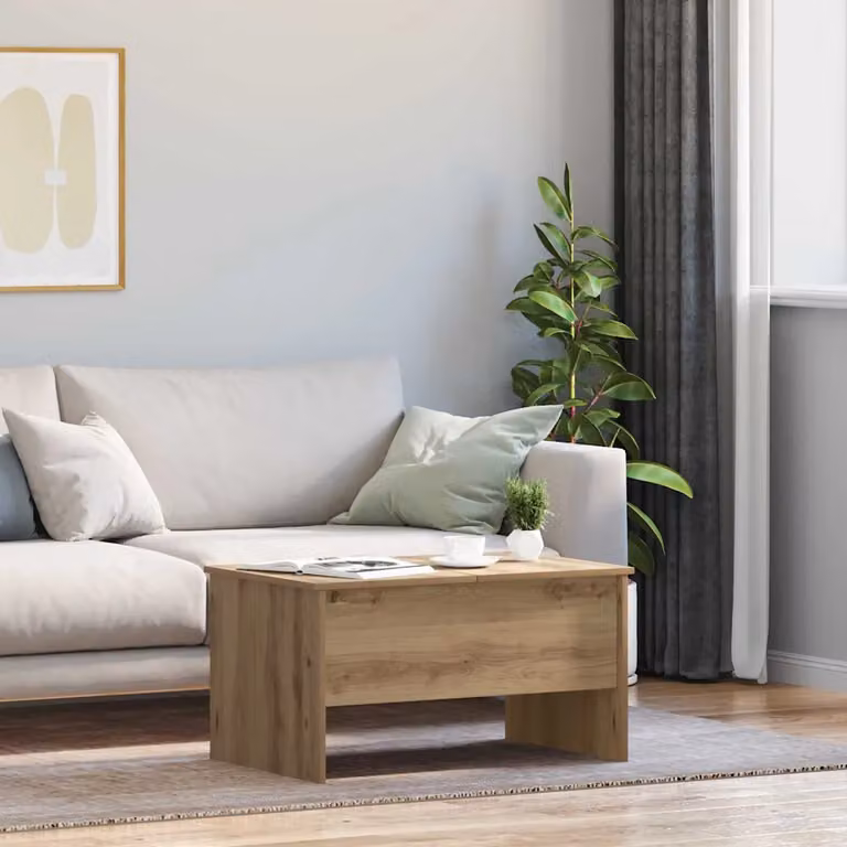vidaXL Tavolino da salotto moderno in legno color rovere, L 75 x P 50,5 x H 42,5 cm
