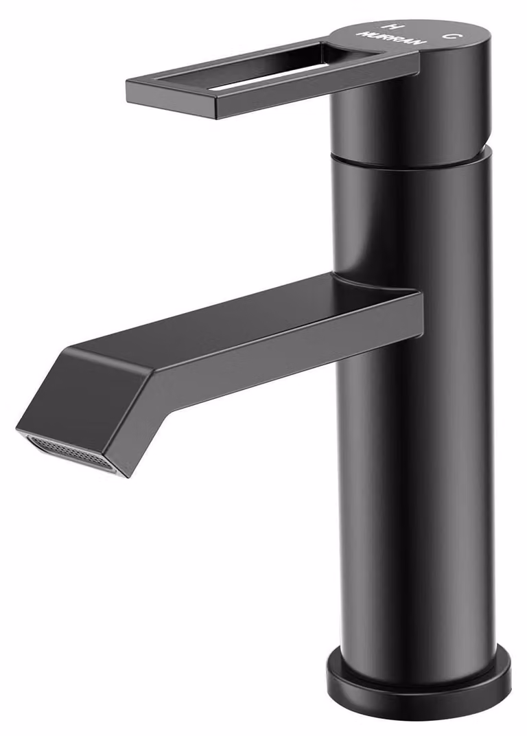 Miscelatore per lavabo monocomando, nero opaco, acciaio inossidabile, 178 mm