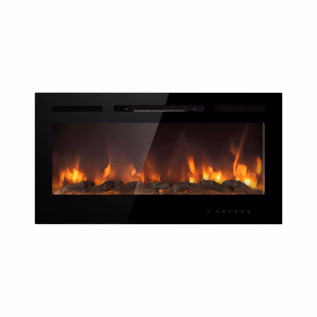 Camino elettrico moderno Potoprens DMORA colore nero L: 101,6 cm, H: 54,6 cm, P: 14 cm – 2