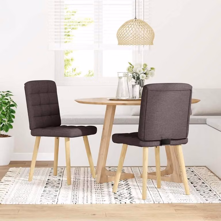 Sedie da Pranzo 2 pz Marrone Scuro in Tessuto