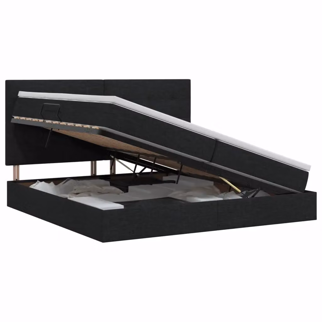 Letto con contenitore vidaXL in tessuto nero con base a sollevamento L/P/H: 200 x 200 x 140 cm – 2